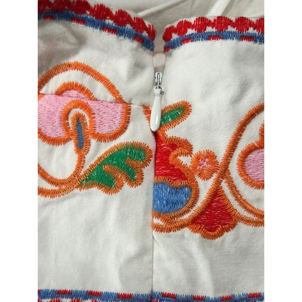 NEW J.Marie Landon Tween Dress White Multi Floral Embroidered Cotton Size 14